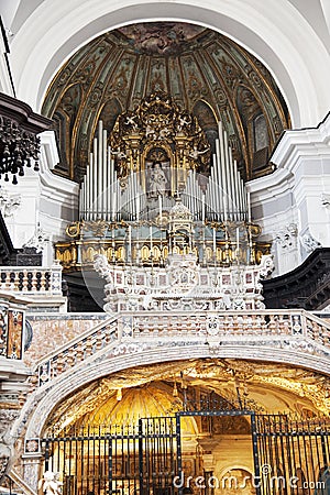 Presbytery in Neapolitan baroque style. Stock Photo
